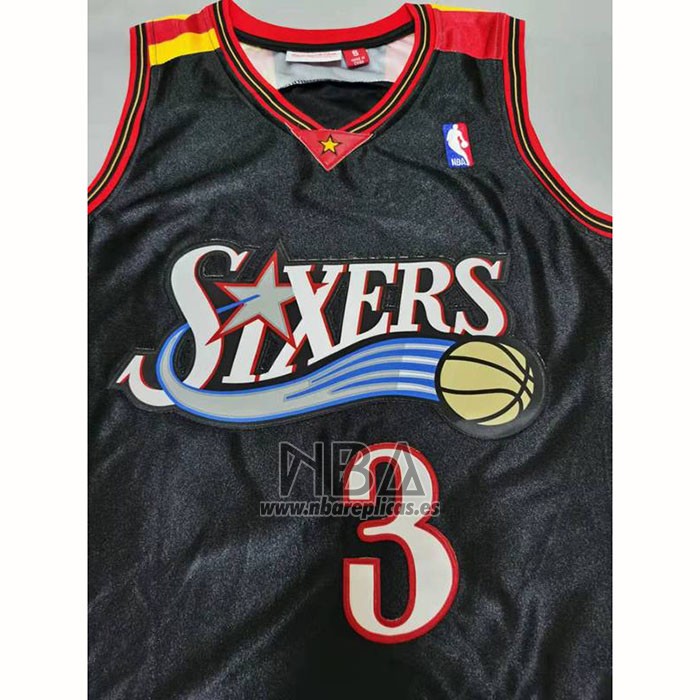 Camiseta Philadelphia 76ers Allen Iverson NO 3 Mitchell & Ness 2006 Negro